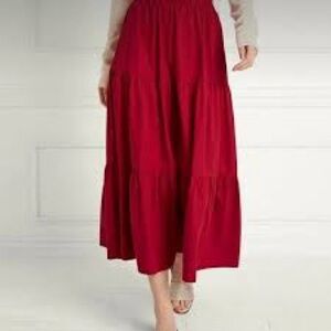 Hill House Home Florence Skirt in Victorian Red XL